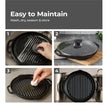 Lifelong Cast Iron Grill Pan with Glass Lid & Wooden Spatula | 2Litre | Induction & Gas Stove Compatible |Non-Toxic Cookware,Non-Stick & Teflon Free | Durable for Easy Cooking & Cleaning(LLCIGP010GL)