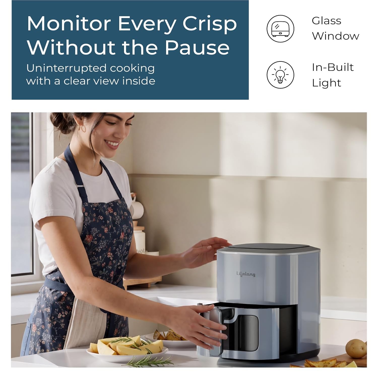 Lifelong Air Fryer| 7L Capacity, 1500W Power
