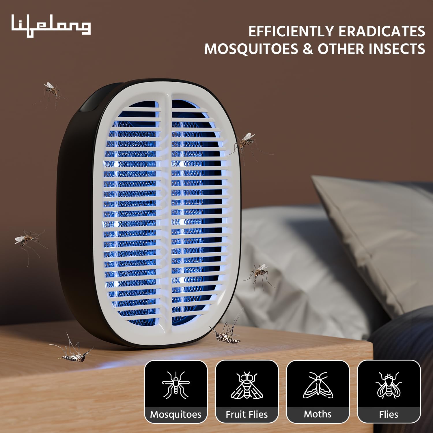 Lifelong 2-in-1 UV Light Mosquito Racket Bat and Mosquito Killer Lamp | 2500V