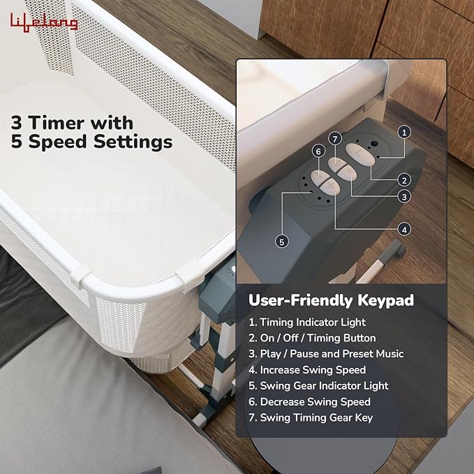 Lifelong Cuppy 3-in-1 Electric Baby Cradle | Adjustable Cot with Music, Mosquito Net & Storage BasketLifelong Cuppy 3-in-1 Electric Baby Cradle | Adjustable Cot with Music, Mosquito Net & Storage Basket