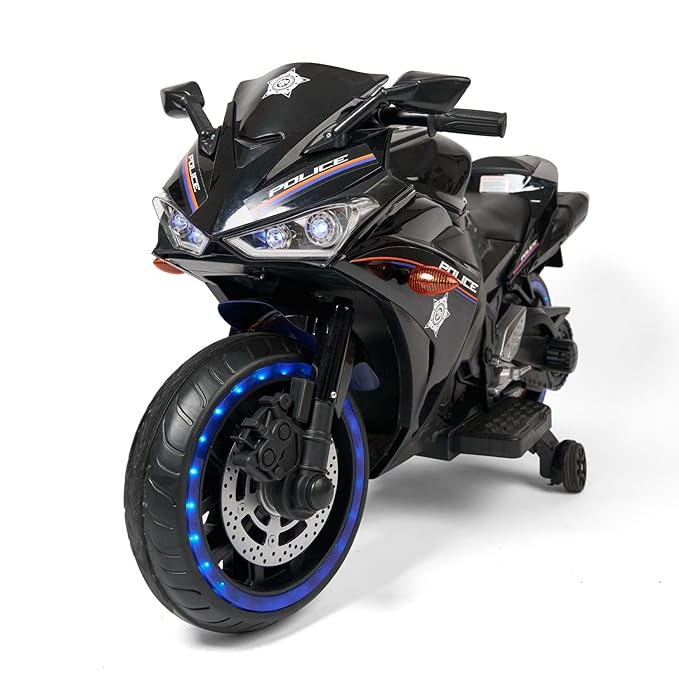 Lifelong Cuppy Electric Ride-On Police R3 Bike for Kids | 2+ Years Battery Bike with LED Lights, Music Panel, Bluetooth & Balance Wheels | Supports Up to 50kg