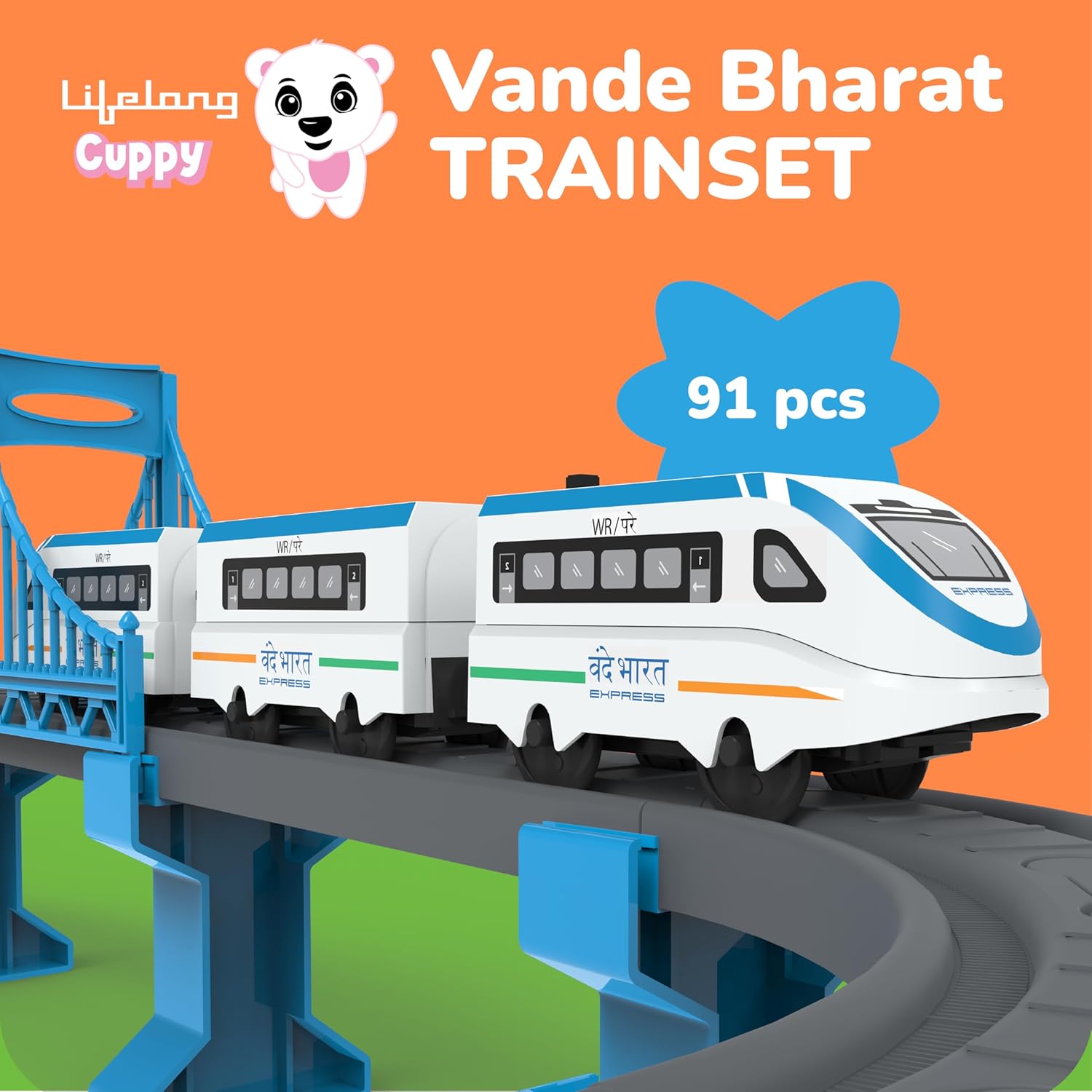 Lifelong Vande Bharat Electric Train Set with Lights, Sounds & Rechargeable Engine