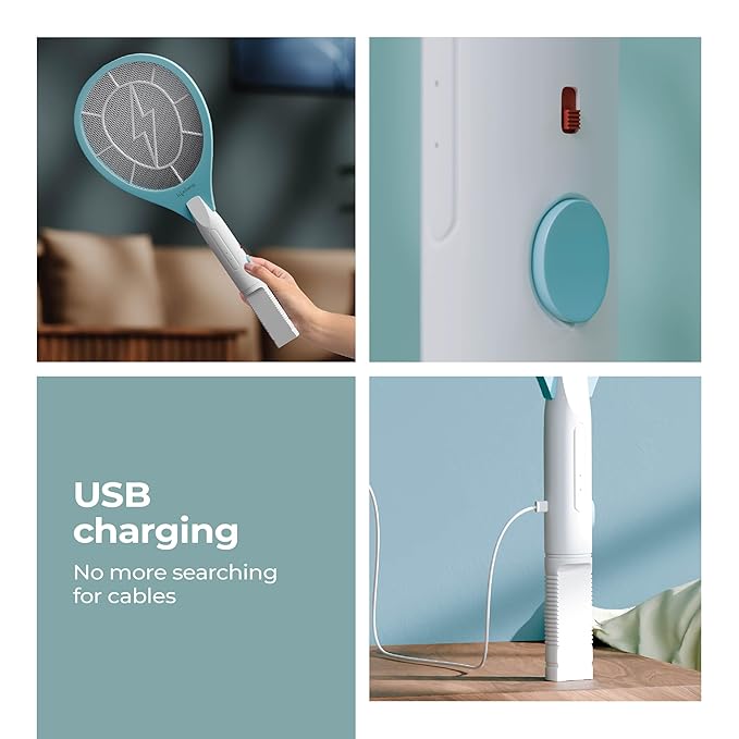 Lifelong Rechargeable Electric Mosquito Racket – USB Charging Fly Swatter, Mosquito Killer Bat for Home & Outdoor Use (White)