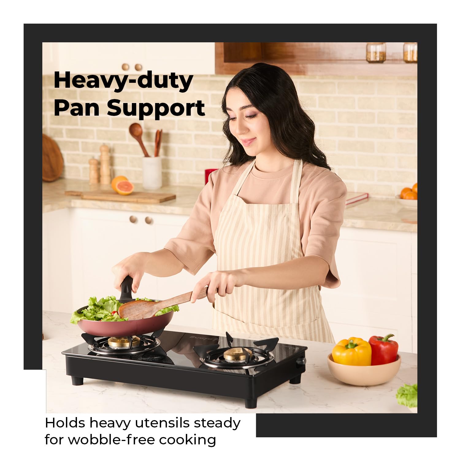 Lifelong 2 Burner Gas Stove for Kitchen | Manual Ignition Cooktop Modern Glass Stove for Modular Kitchen, ISI Certified & Compatible with LPG - 1 Year Manufacturer's Warranty (Black, LLGSD03)