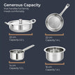 Lifelong Stainless Steel Cookware Set of 5 | Kadhai (2.2L), Fry Pan (1.4L), Saucepan (1.2L), Tope (1.4L) with SS Lid
