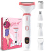 Lifelong GlideOff Luxe 5-in-1 Women’s Face & Body Trimmer | Electric Shaver & Razor with 5 Interchangeable Heads for Bikini, Eyebrow, Nose & Ear Hair Removal, 120 Min Runtime, USB Type-C Charging