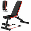 Lifelong Adjustable Gym Bench | Foldable Incline Decline Flat Fitness Bench Press | 300 Kg Capacity | Home Gym Equipment with Resistance Ropes | Black & Red Red and Black
