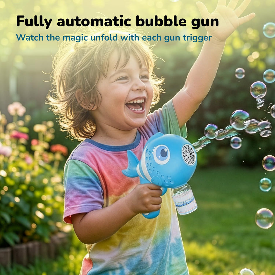 Lifelong Cuppy Fish Bubble Gun with Lights, Bubble Solution & Type-C Charging