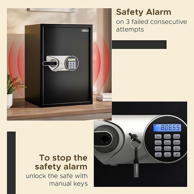 Lifelong 56L Fingerprint Safe Locker – Steel Body, LED, Multi-Access Modes