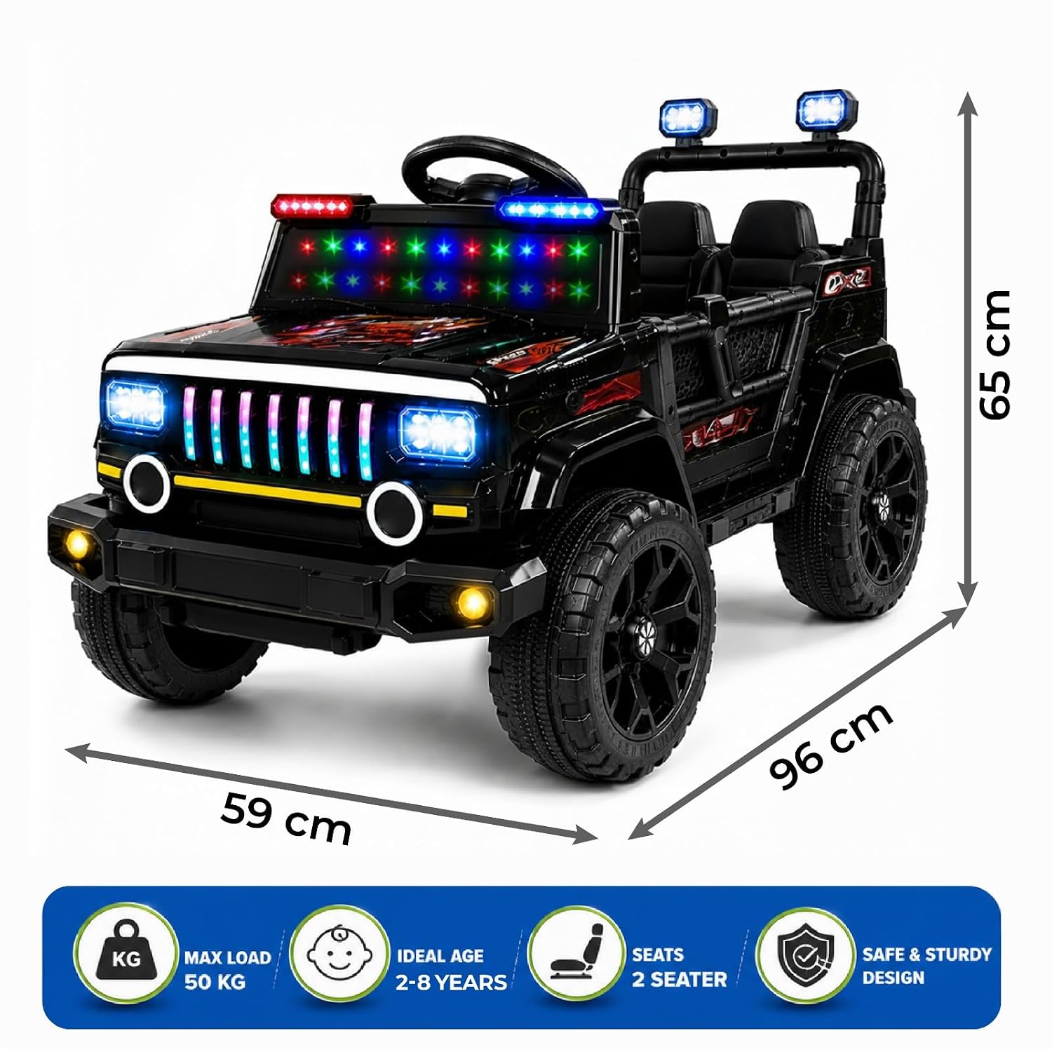 Lifelong Jeepster Kids Electric Ride-On Car (Black)