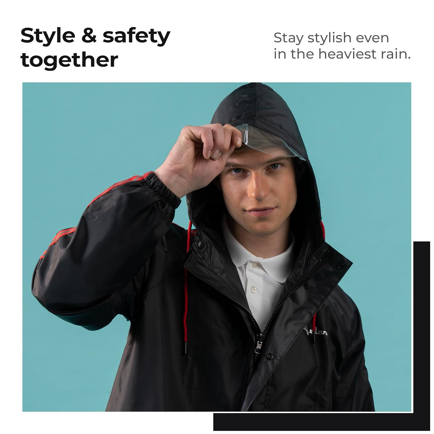 Lifelong Campaign Men's Polyester Waterproof Standard Length Raincoat