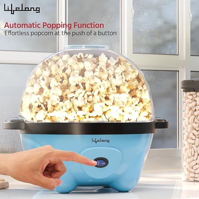 Lifelong Electric Popcorn Maker – Non-Stick, Oil Use, Serving Bowl Lid (LLEPM09)