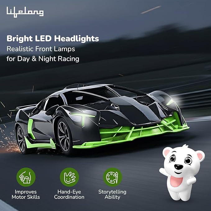 Lifelong Cuppy Rechargeable RC Car for Kids | LED Lights & 2.4GHz Control
