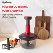 Lifelong Push Chopper 1600ml with Whisker | Versatile Multi-Purpose Vegetable, Onion, and Garlic Chopper, Ideal Manual Kitchen Cutter for Effortless Food Preparation(LLKT001,Red) 1600 ml with Whisker