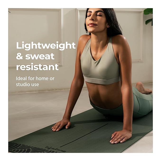 Yoga Mat with Carry Bag – 5mm Thick TPE, Non-Toxic & Sweat-Resistant (Olive Green)