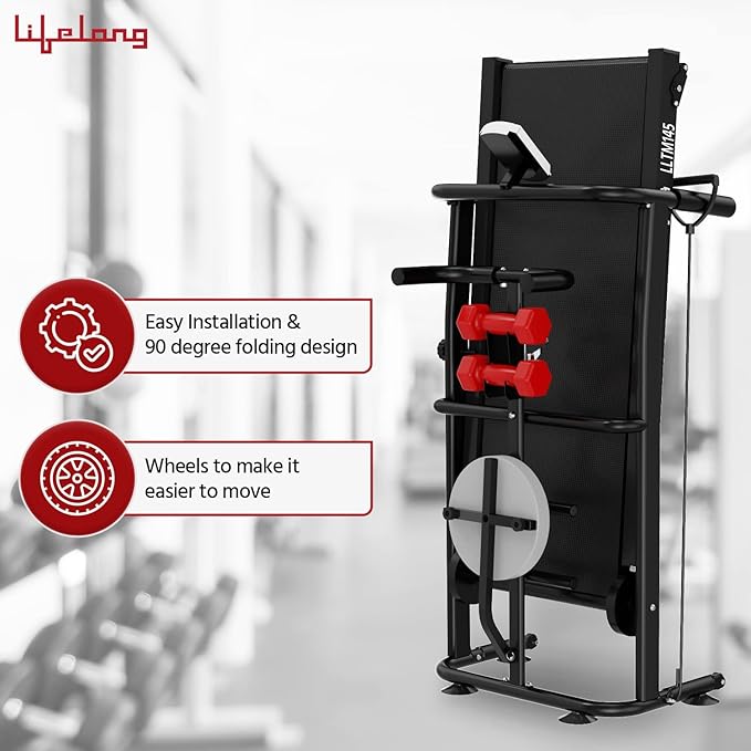 Lifelong LLTM145 Manual Multifunction Treadmill (Jogger, Twister, dumbbells holder, bottle holder), 2Level Manual Incline