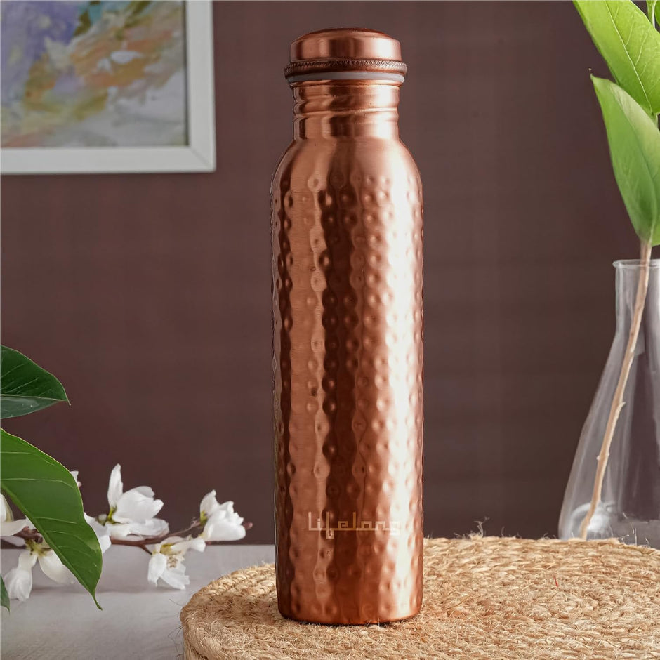 Lifelong 900 ml Copper Water Bottle | Natural alkaline water | Leakproof & Lightweight Design Boosts Immunity | Anti-Bacterial, BPA Free, Easy to Clean with Secure Cap for School, Travel, Gym & Work LLCBH02