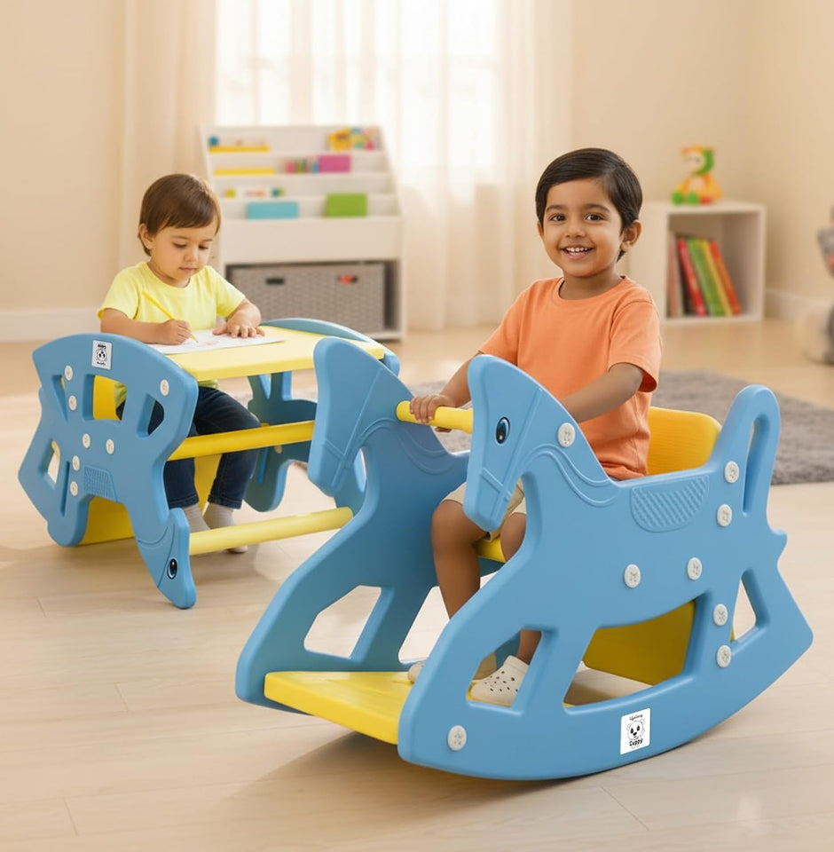 Lifelong 2-in-1 Rocking Horse & Study Table for Kids 1-5 Yrs, BIS Certified (LLCRK01)