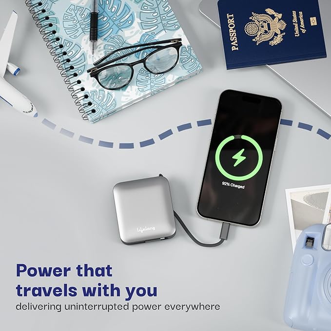 Zap 10000mAh Power Bank - Quick Charge 3.0 | 2 Type-C outputs (22.5W) & Inputs (18W), and a Lightning Cable Output (10W)