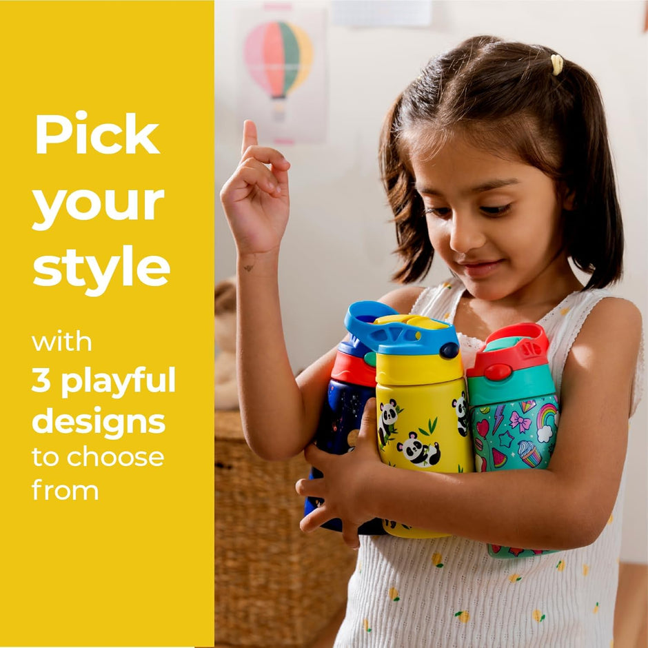 Lifelong 350ml Water Bottle for School Kids with Straw & Cleaner | Stainless Steel Insulated Spout Sipper Bottle for Boys & Girls| Leak-Proof | Hot & Cold for Upto 6 Hours ISI Certified(LLBT06,Yellow)