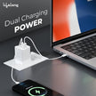45W GaN Fast Charger with PD – Dual Port USB-A & Type-C (Glacier White)