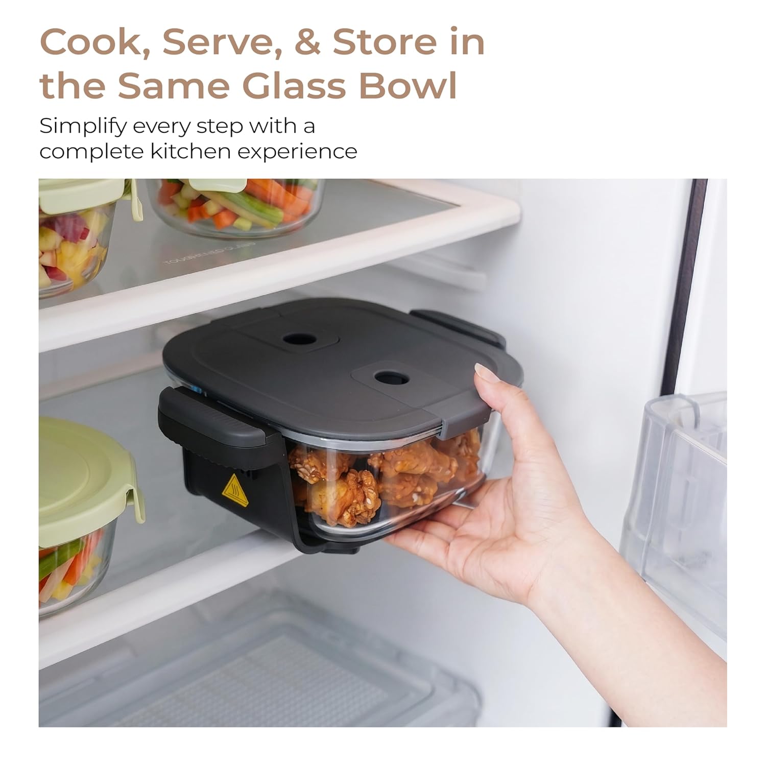 Lifelong Dual Glass Basket Air Fryer | Interchangeable Borosilicate Glass Bowls (4.1L, 1.6L) with Lids