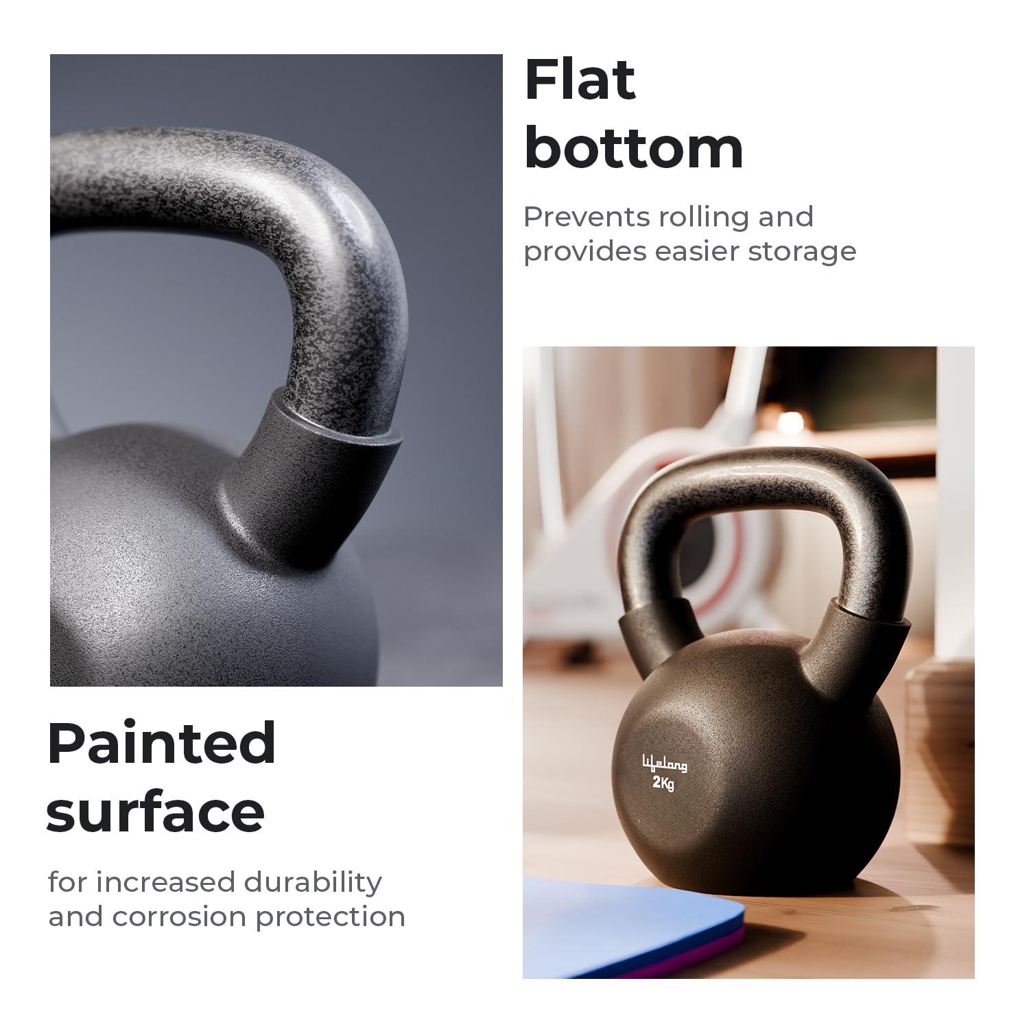 Lifelong Neoprene cast Iron Kettlebells 02Kg - Black