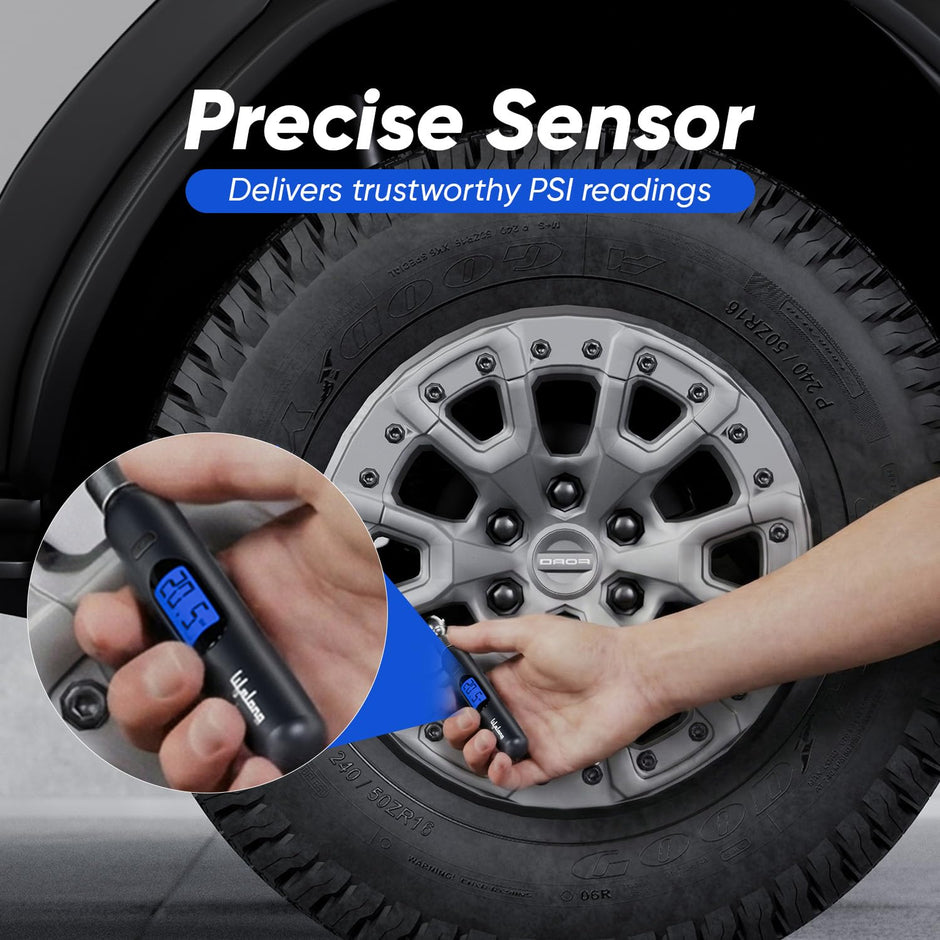 Lifelong Tyre Pressure Gauge | Backlit LCD, 0-150 PSI, Portable Digital Tester