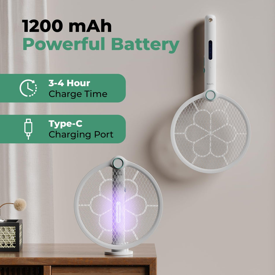 Lifelong 3-in-1 Foldable Electric Mosquito Killer Racket with UV Light