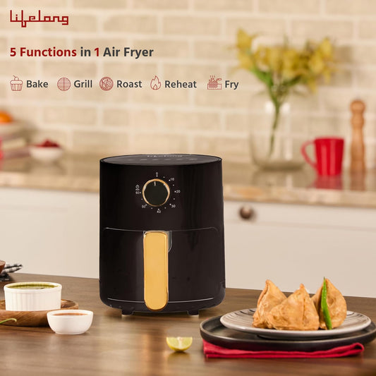 Lifelong 2.5L Air Fryer For Home-800W Small Airfryer Machine To Fry,Bake&Roast With Timer Control