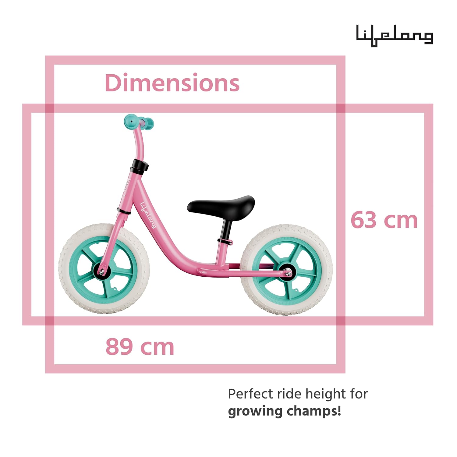 Lifelong Kids Balance Bike 1.5–3Y – Pedal-Free, Crash Guard, Pink (LLBB01)