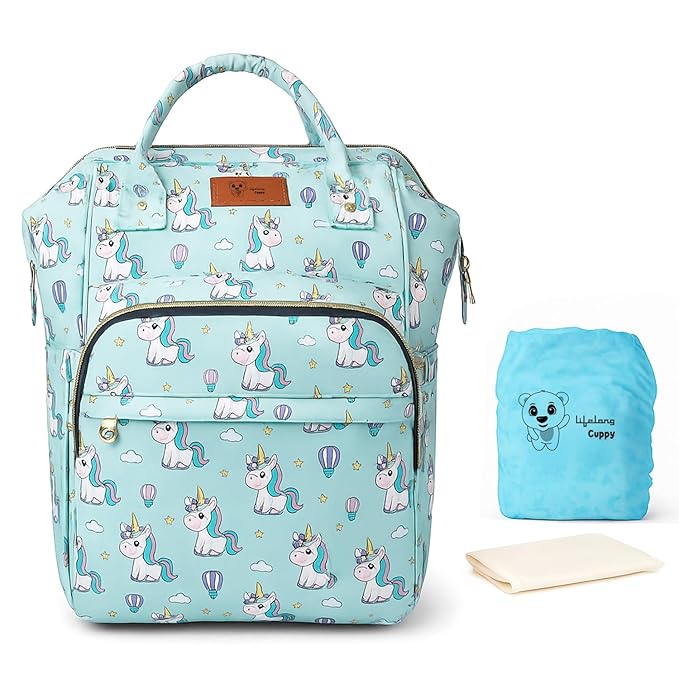 Cuppy Baby Diaper Bag Backpack with Rain Cover and Changing Mat