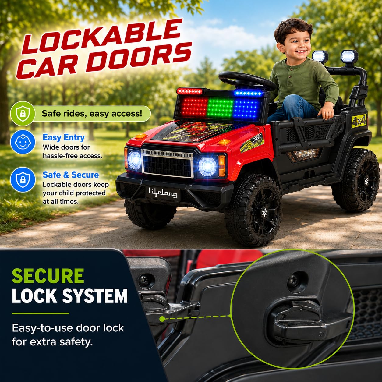 Lifelong Jeepster Kids Electric Ride-On Car (Red)