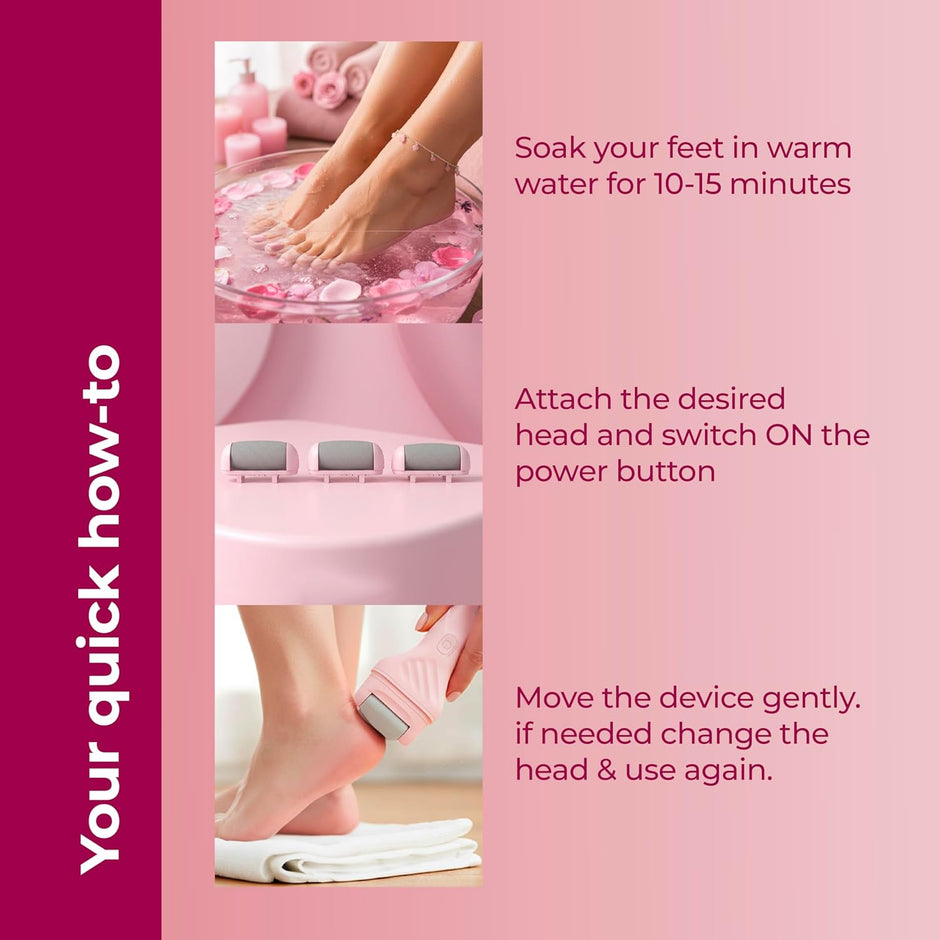 Lifelong PediGlide Luxe Electric Callus Remover for Feet | Rechargeable Foot Scrubber with 3 Roller Heads, 2 Speeds, Type-C Charging & Focus Light