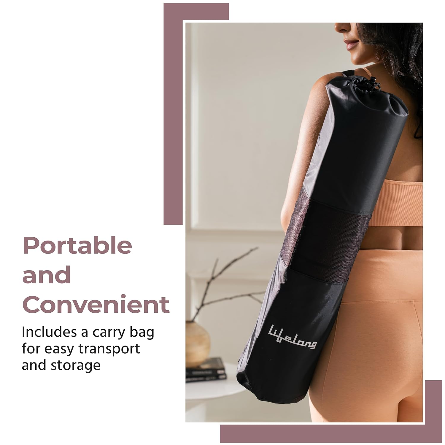 Lifelong 5mm TPE Yoga Mat – Non-Toxic, Sweat-Resistant & Portable with Carry Bag