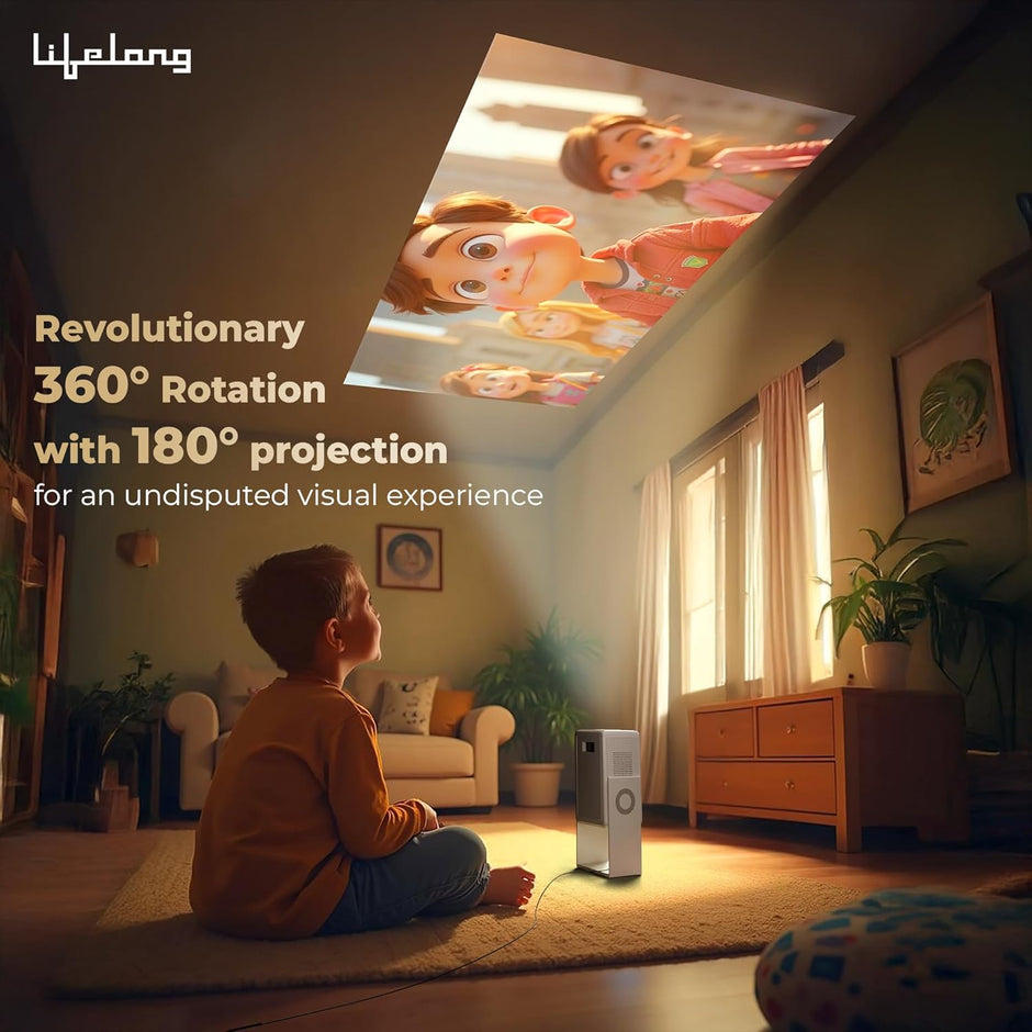 Lifelong Lightbeam 2 Pro Smart Projector – Full HD 1080P, 4K Support, 4000 Lumens, Android OS, Wi-Fi, Bluetooth Remote, HDMI 2.1, 150” Display with Dual Speakers
