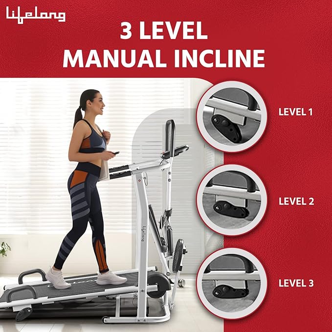Lifelong LLTM144 4-in-1 Manual Treadmill – Jogger, Stepper, Twister & Push-Up