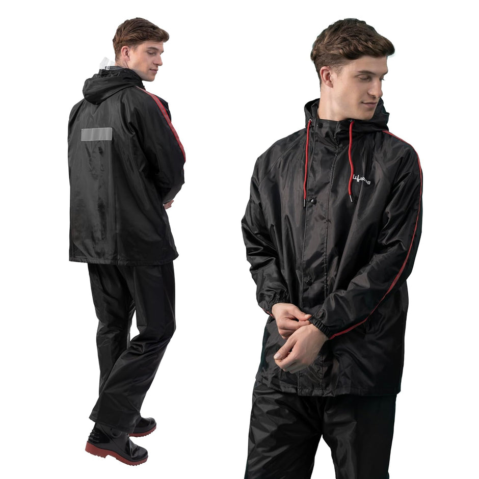 Lifelong Campaign Men's Polyester Waterproof Standard Length Raincoat