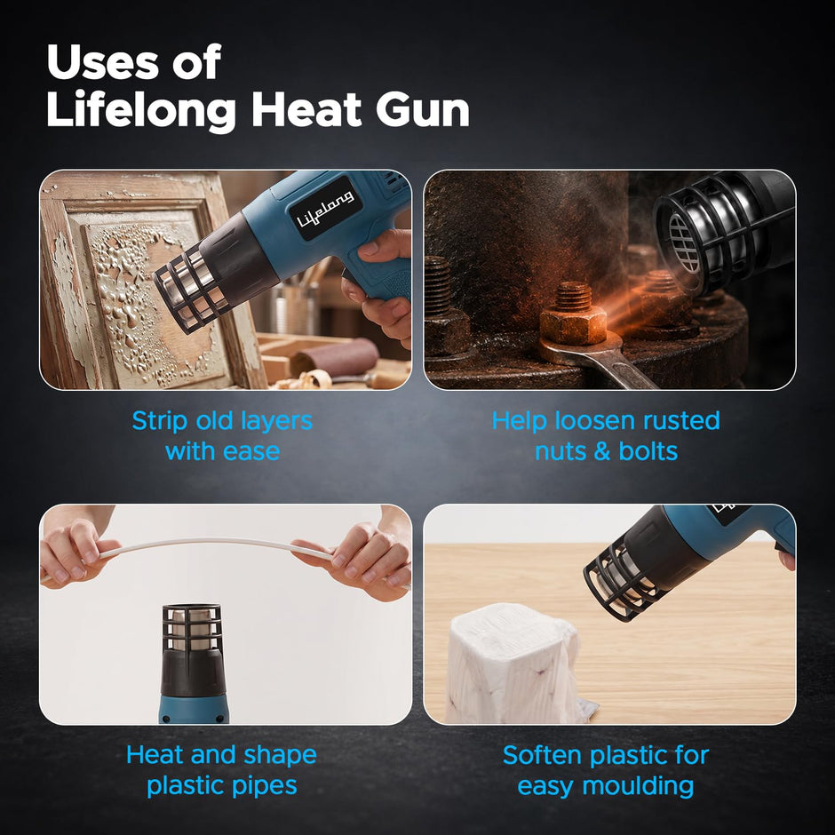 Lifelong 1800W Heat Gun Machine, Dual Temperature Hot Air Gun for DIY Tasks