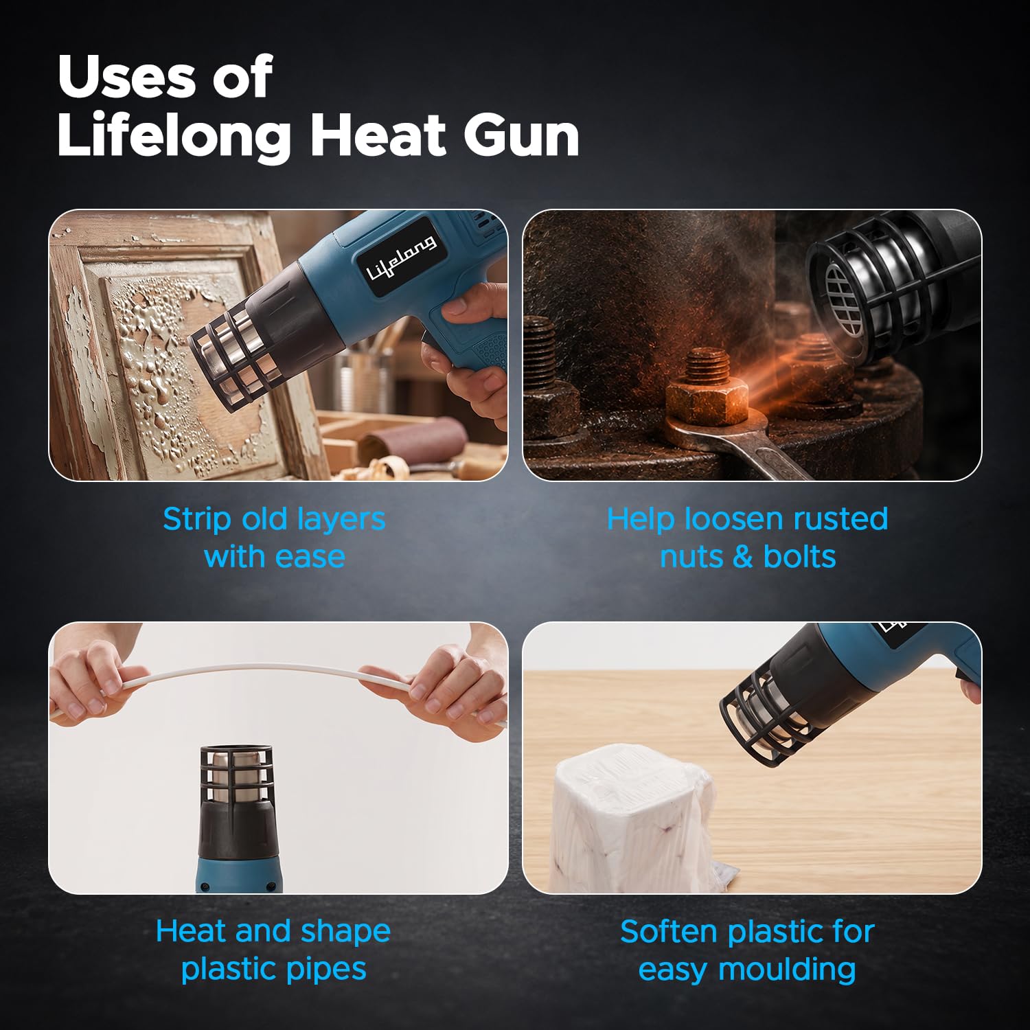 Lifelong 1800W Heat Gun Machine, Dual Temperature Hot Air Gun for DIY Tasks