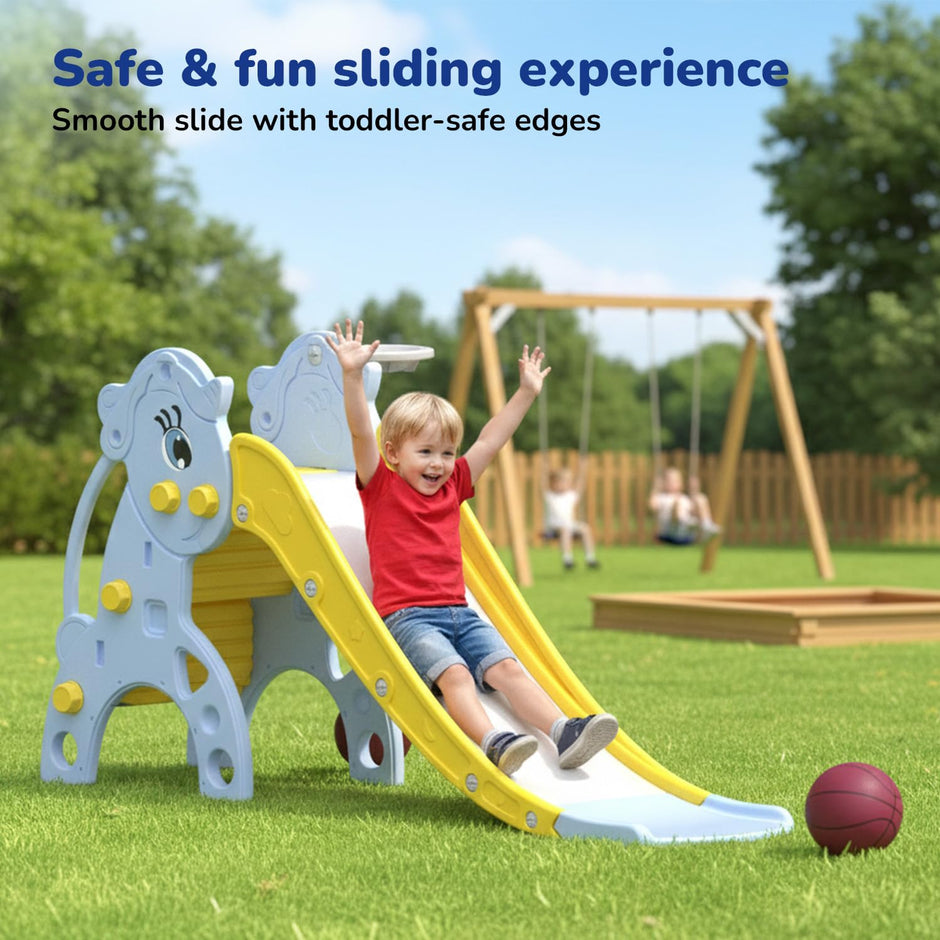 Lifelong Cuppy Unicorn Kids Slide with Basketball Hoop for Indoor & Outdoor Play