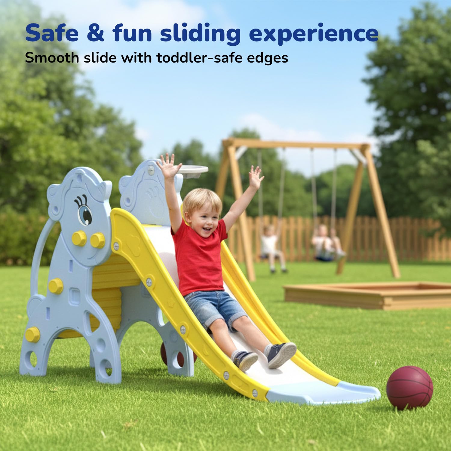 Lifelong Cuppy Unicorn Kids Slide with Basketball Hoop for Indoor & Outdoor Play
