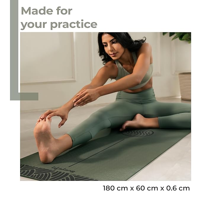 Yoga Mat with Carry Bag – 5mm Thick TPE, Non-Toxic & Sweat-Resistant (Olive Green)