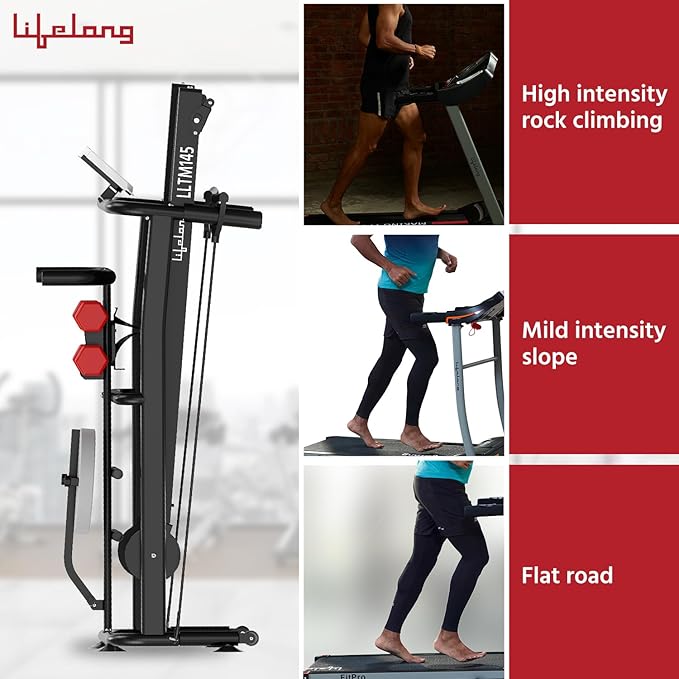 Lifelong LLTM145 Manual Multifunction Treadmill (Jogger, Twister, dumbbells holder, bottle holder), 2Level Manual Incline