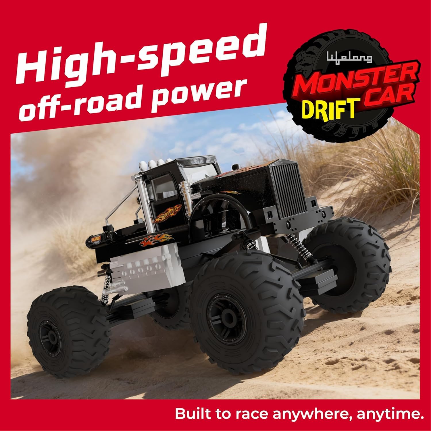 Lifelong Cuppy 4x4 Monster Drift RC Car with LED Lights & Rechargeable Battery