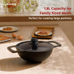Lifelong Cast Iron Kadhai 20cm with Glass Lid & Spatula | Pre-Seasoned, Durable
