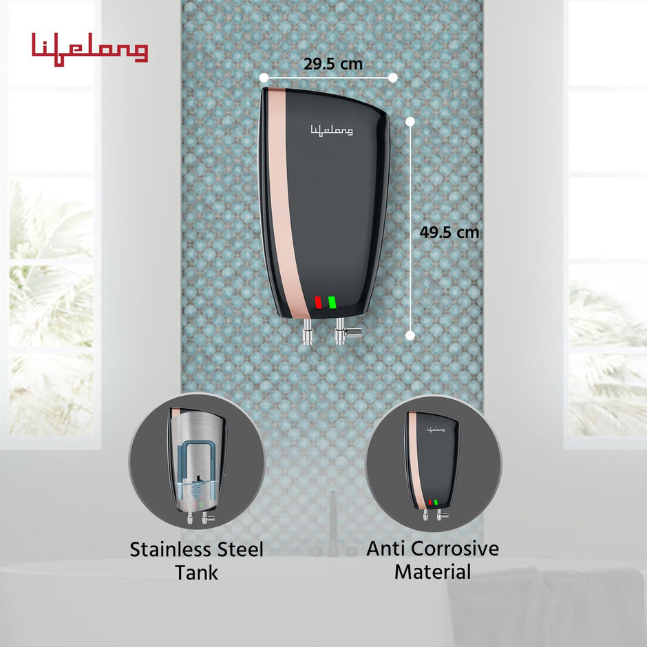 Lifelong 5L Instant Water Heater – 3000W Geyser with 4 Safety Levels & Steel Tank
