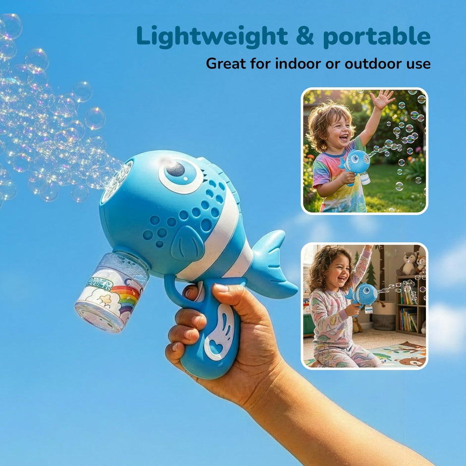 Lifelong Cuppy Fish Bubble Gun with Lights, Bubble Solution & Type-C Charging