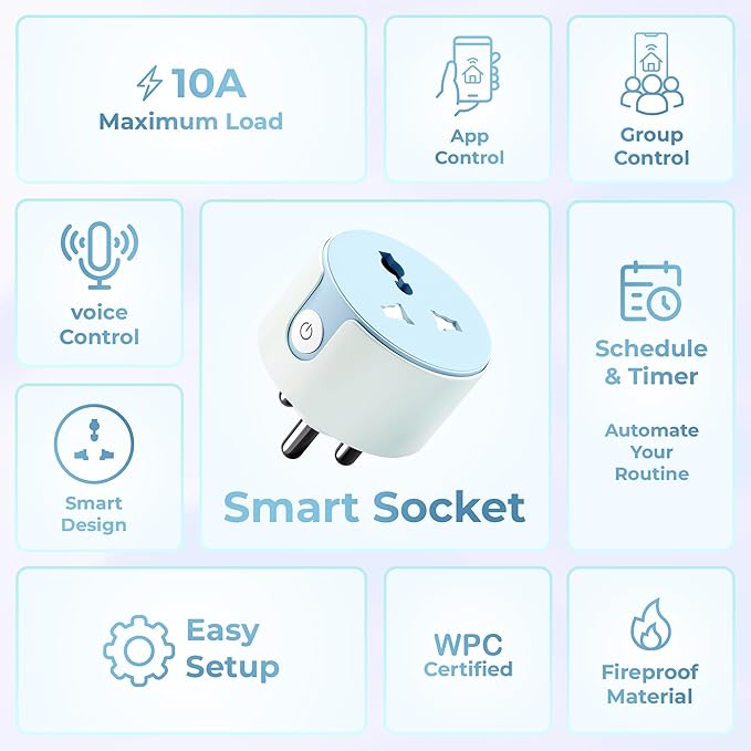 Lifelong 10A WiFi Smart Power Plug – App, Timer & Voice Control, Alexa/Google