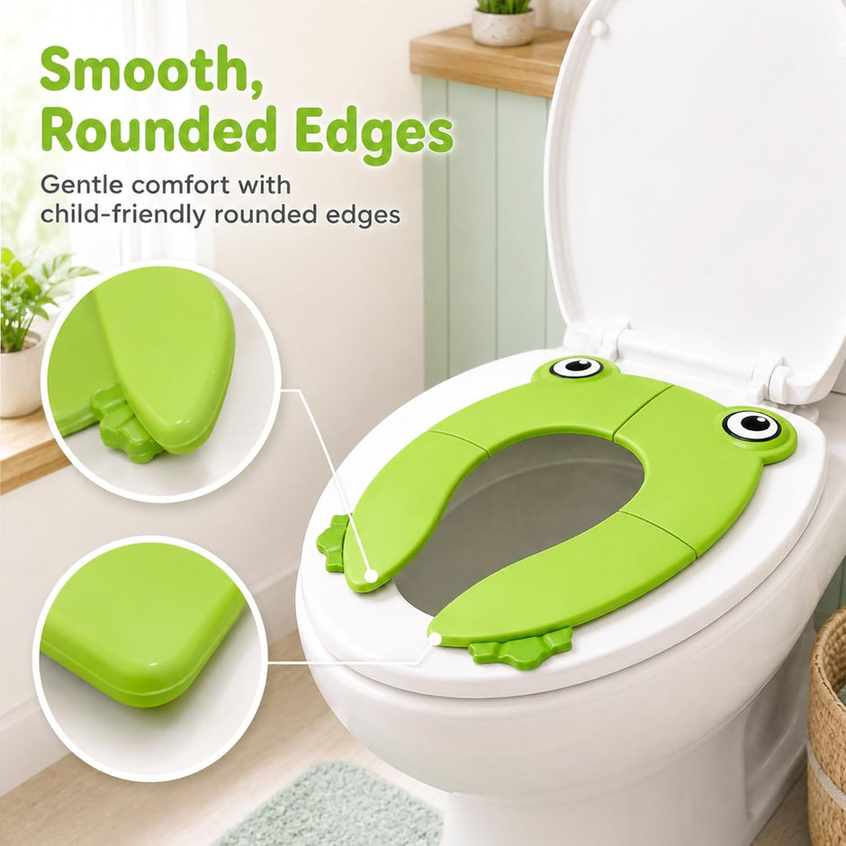 Lifelong Cuppy Foldable Baby Toilet Training Seat 1+ Yrs, Portable Travel Potty, Non-Slip Grip – Green